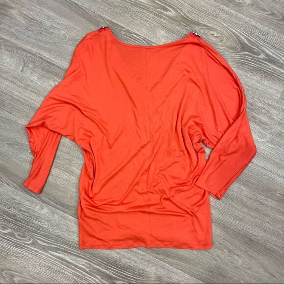 Marciano Red Embellished V-Neck Long Dolman sleeves top - Picture 2 of 7